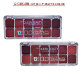 Love Queen Beauty 12 Colors Lip jelly Matte Lipstick Palette